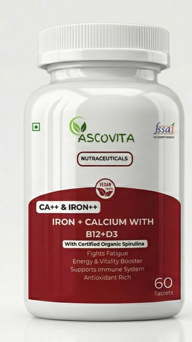 Iron plus Calcium tablet bottle with B12 and D3